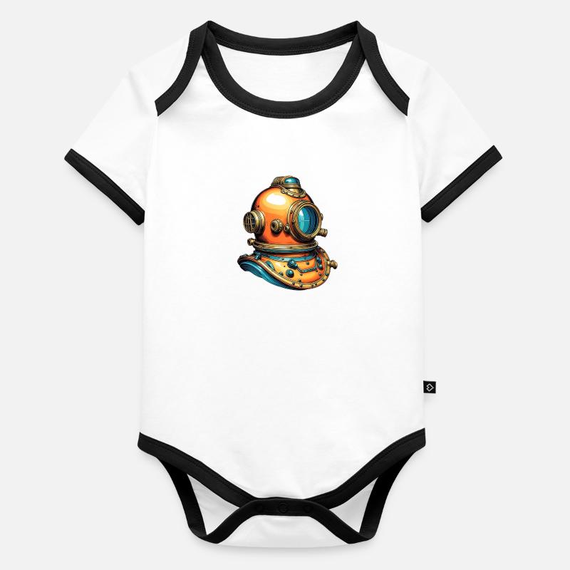 Old nostalgic diving helmet Organic Baby Contrasting Bodysuit