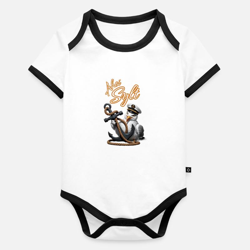 Ahoy Sylt Seagull with Anchor Organic Baby Contrasting Bodysuit