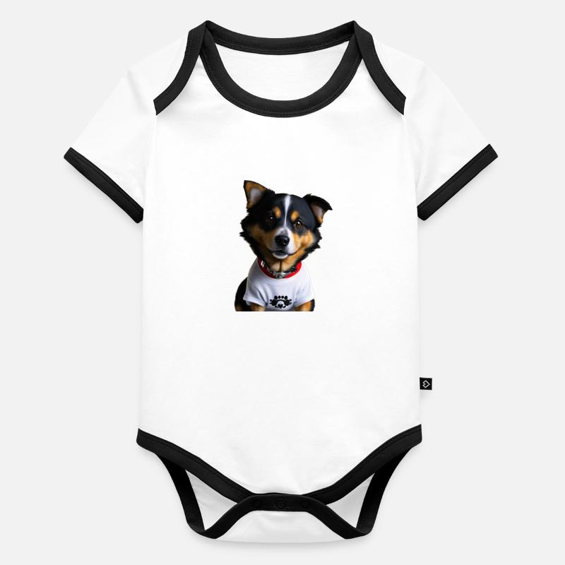 Cute dog Organic Baby Contrasting Bodysuit
