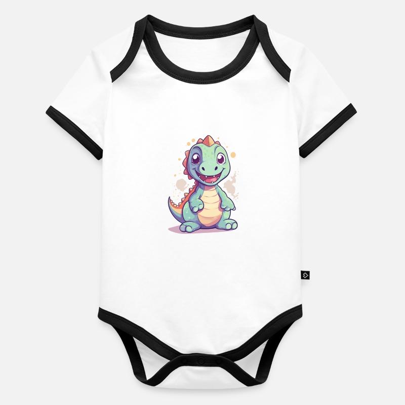 Dinosaure mignon - Body Bébé bio contrasté manches courtes - undefined
