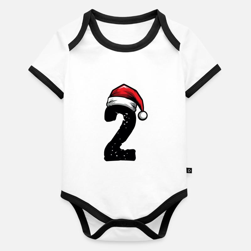 2 Numéro de Noël Body Bébé bio contrasté manches courtes