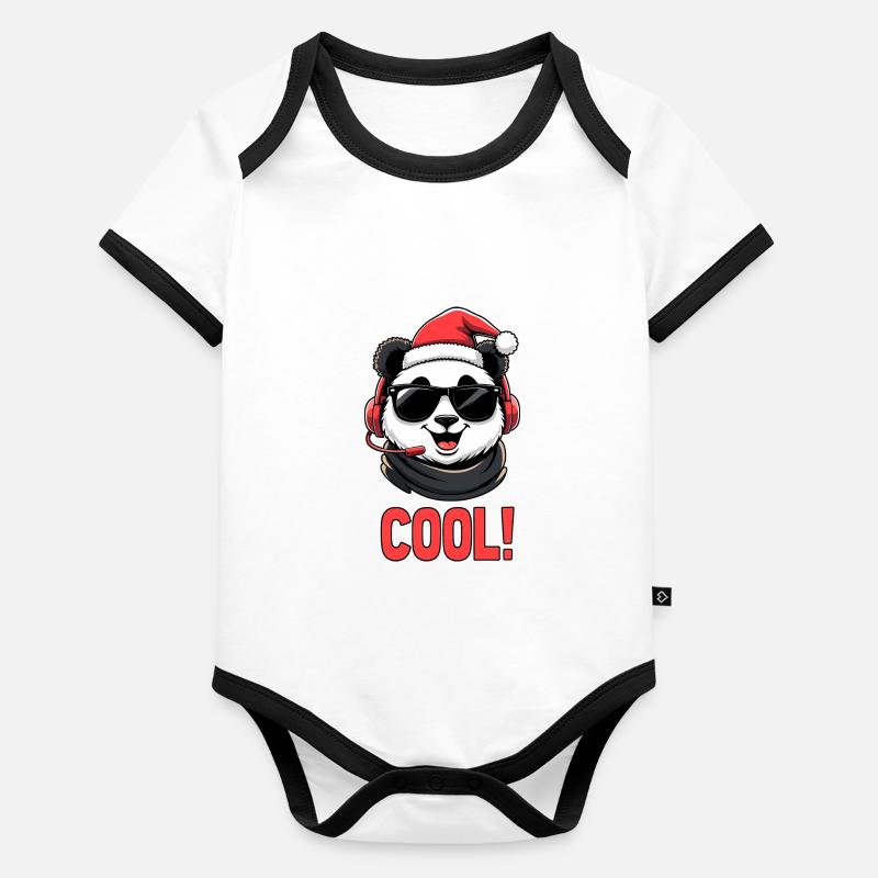 cooler Panda Baby Bio-Kurzarm-Kontrastbody