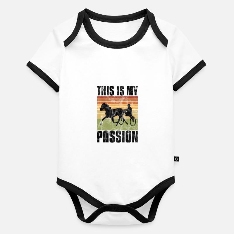C’est ma Passion Trotting Races Retro Body Bébé bio contrasté manches courtes