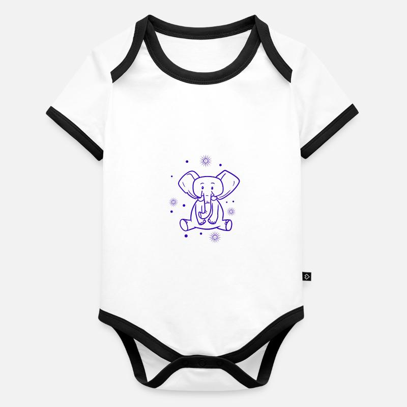mignon bébé éléphant Body Bébé bio contrasté manches courtes