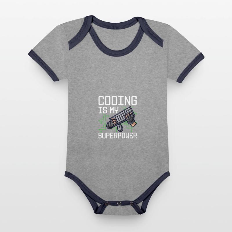 Coding Is My Superpower Programming Coder Computer Baby Bio-Kurzarm-Kontrastbody