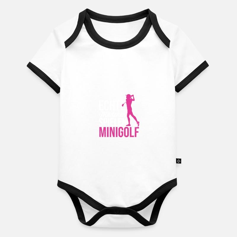 Echte Mädchen Spielen Minigolf Golfspieler Golfen Baby Bio-Kurzarm-Kontrastbody
