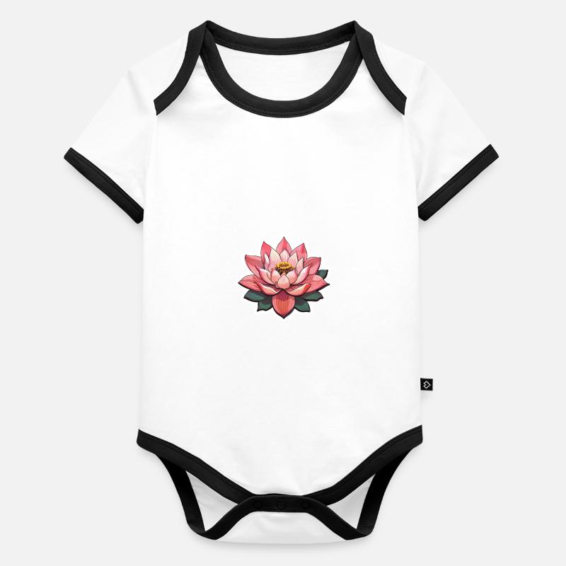 Fleur de lotus Body Bébé bio contrasté manches courtes