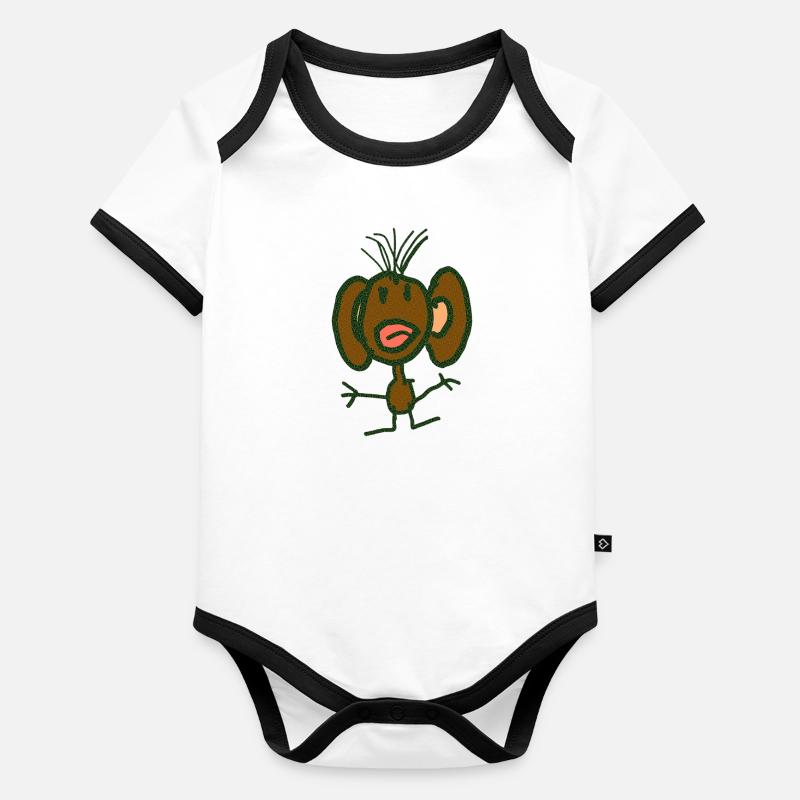 Affe Tiere Baby Bio-Kurzarm-Kontrastbody