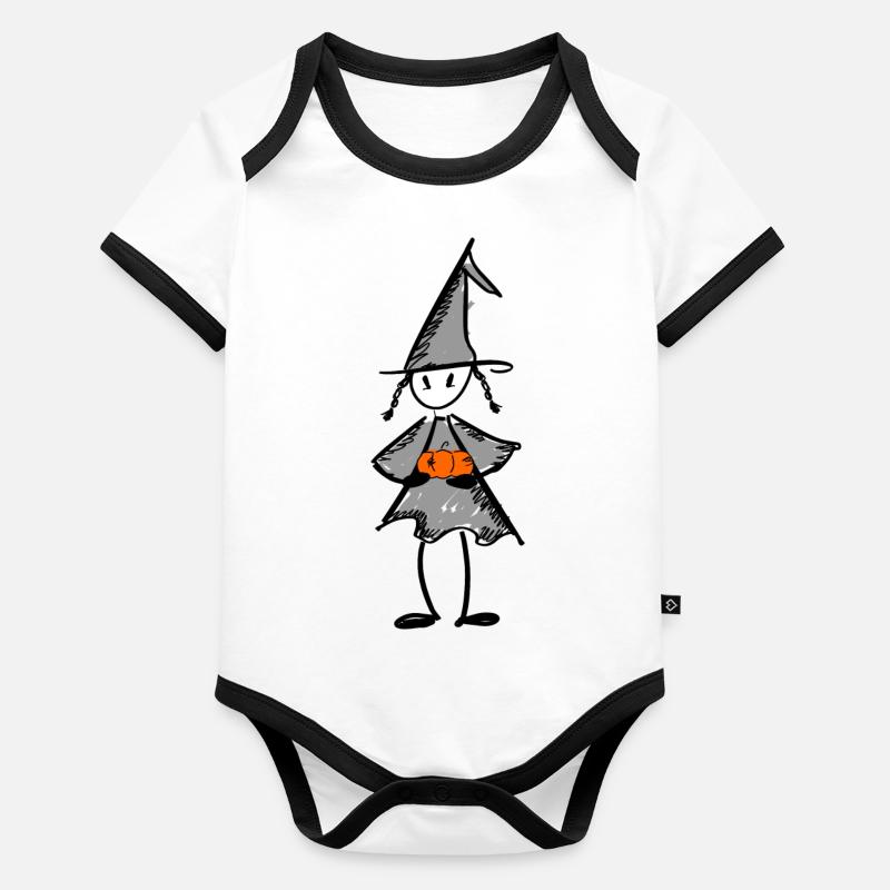 Pumpkin Witch Organic Baby Contrasting Bodysuit