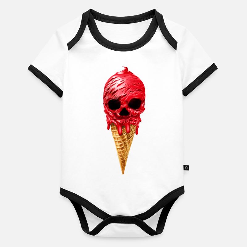Cône de crème glacée Skull Skull Dessert Body Bébé bio contrasté manches courtes