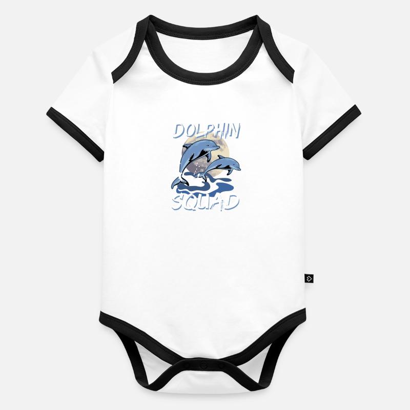 Cute Dolphin Squad Animaux marins Océan Body Bébé bio contrasté manches courtes