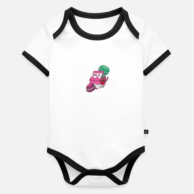 Erdbeeren Geschmack Milkshake Kawaii Japan Baby Bio-Kurzarm-Kontrastbody