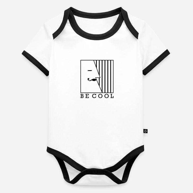 BE COOL - Vintage Mustache Face 1 Body Bébé bio contrasté manches courtes