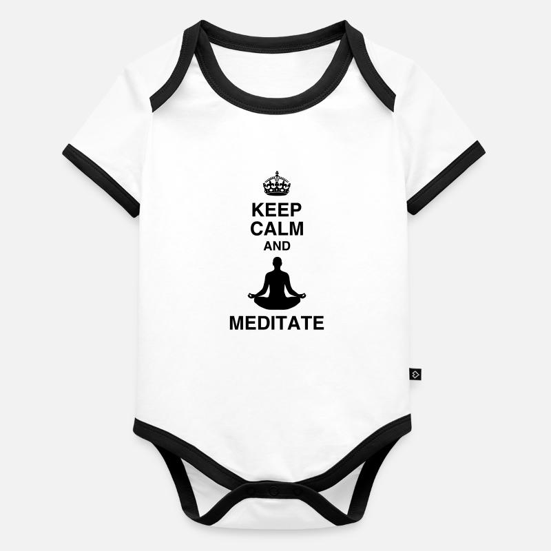Keep Calm and Meditate Body Bébé bio contrasté manches courtes
