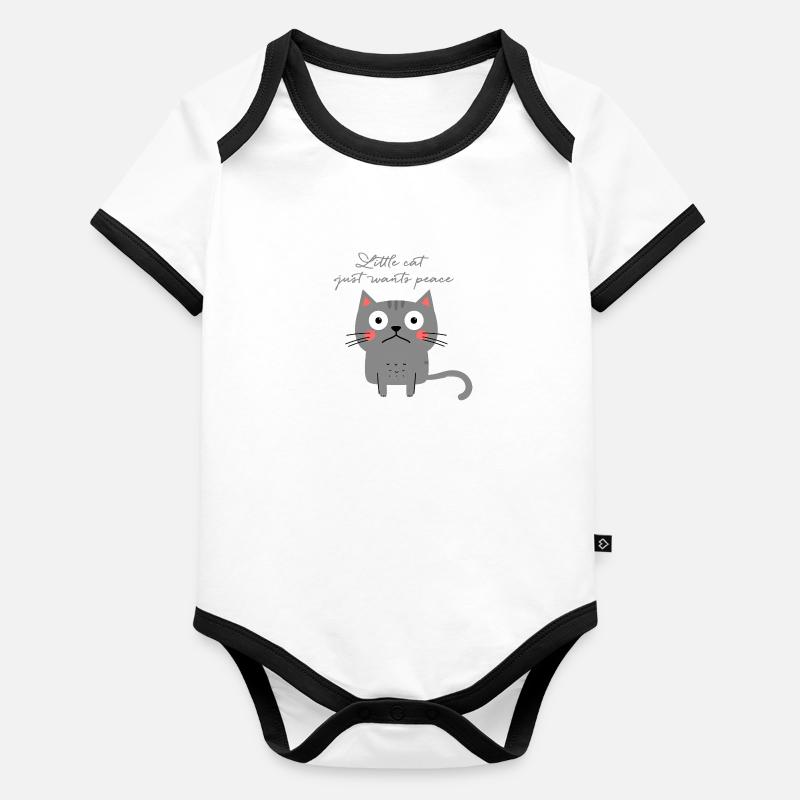 katze,traurig,überfordert,friede,illustration Baby Bio-Kurzarm-Kontrastbody