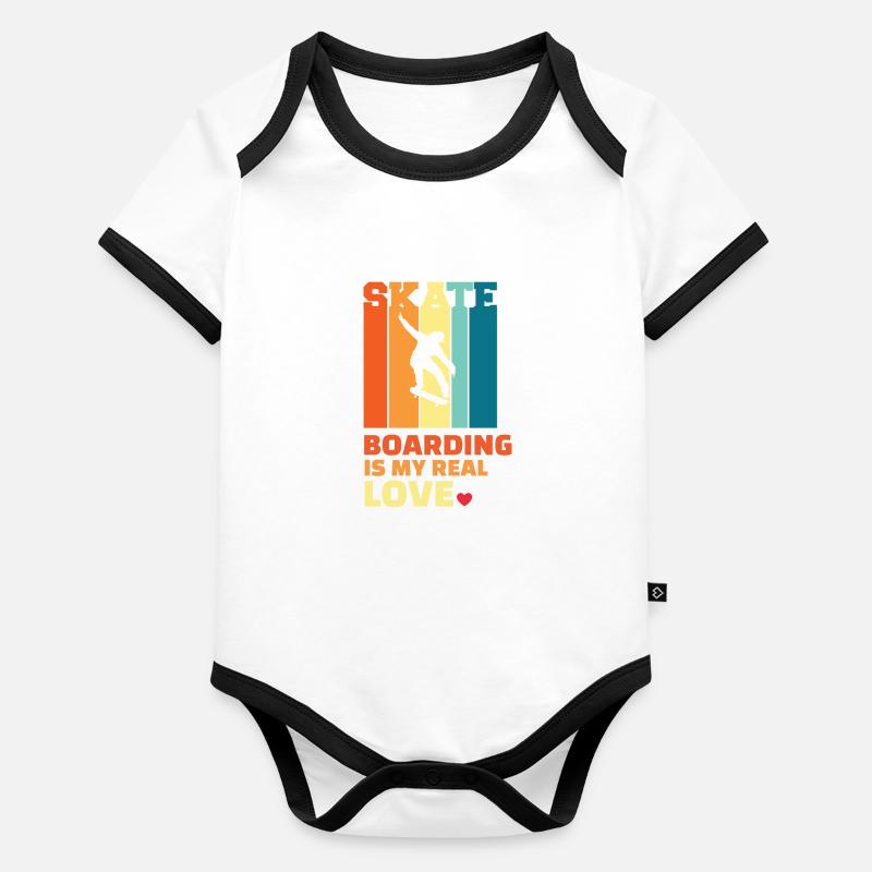 Ich Liebe Skateboarden Baby Bio-Kurzarm-Kontrastbody