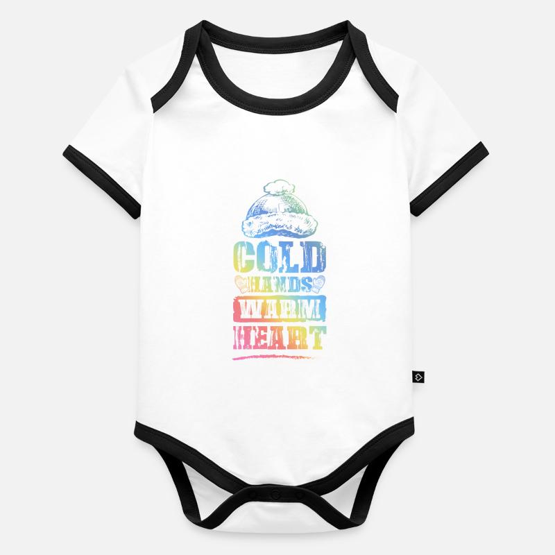 Froid Chaud Coeur Hiver Body Bébé bio contrasté manches courtes