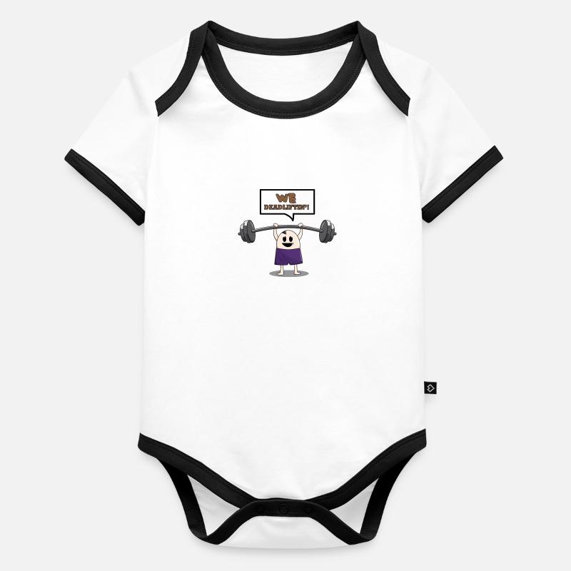 We Deadlifting Powerlifter Workout Gym Organic Baby Contrasting Bodysuit