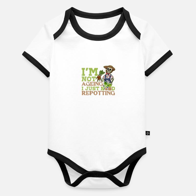 Halloween Skeleton Garden Gardener Fleurs Dire Body Bébé bio contrasté manches courtes