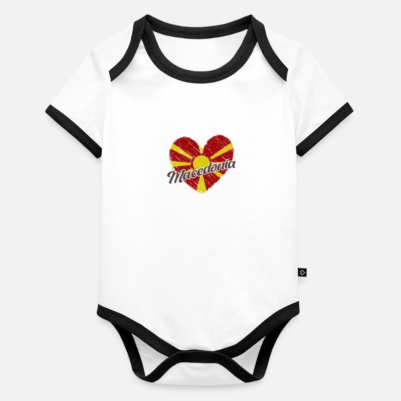 Balkan Macedonian flag Macedonia Origin Organic Baby Contrasting Bodysuit