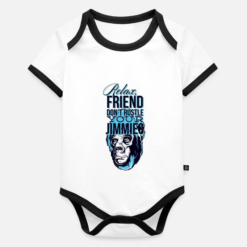 Funny Chill Relax friend monkey gorilla gift Organic Baby Contrasting Bodysuit