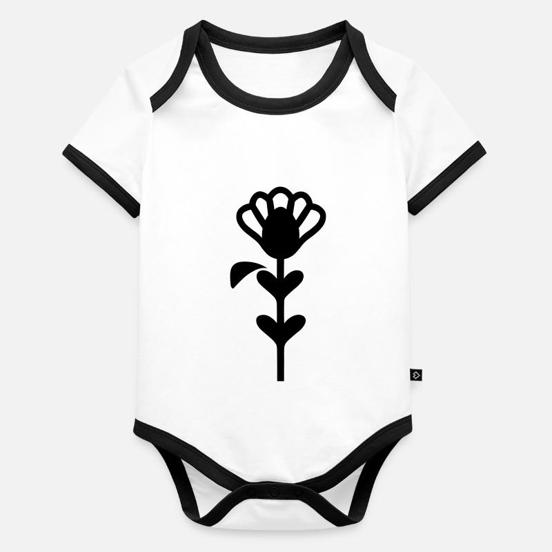 Fleur avec tige Body Bébé bio contrasté manches courtes