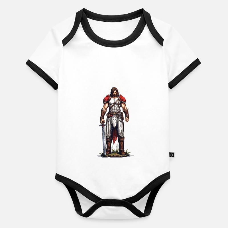 Retro Gaming Pixel Kunst Arcade Videogame Design Baby Bio-Kurzarm-Kontrastbody