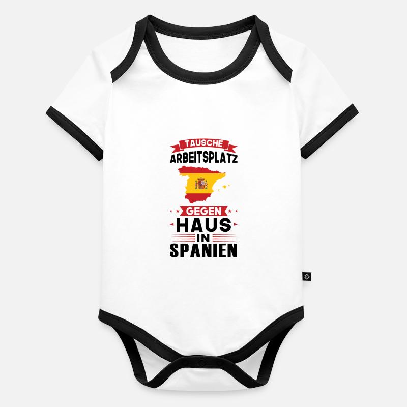 Spanien Flagge spanisch Geschenk Baby Bio-Kurzarm-Kontrastbody