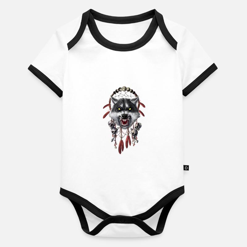Werwolf-Traumfänger Baby Bio-Kurzarm-Kontrastbody