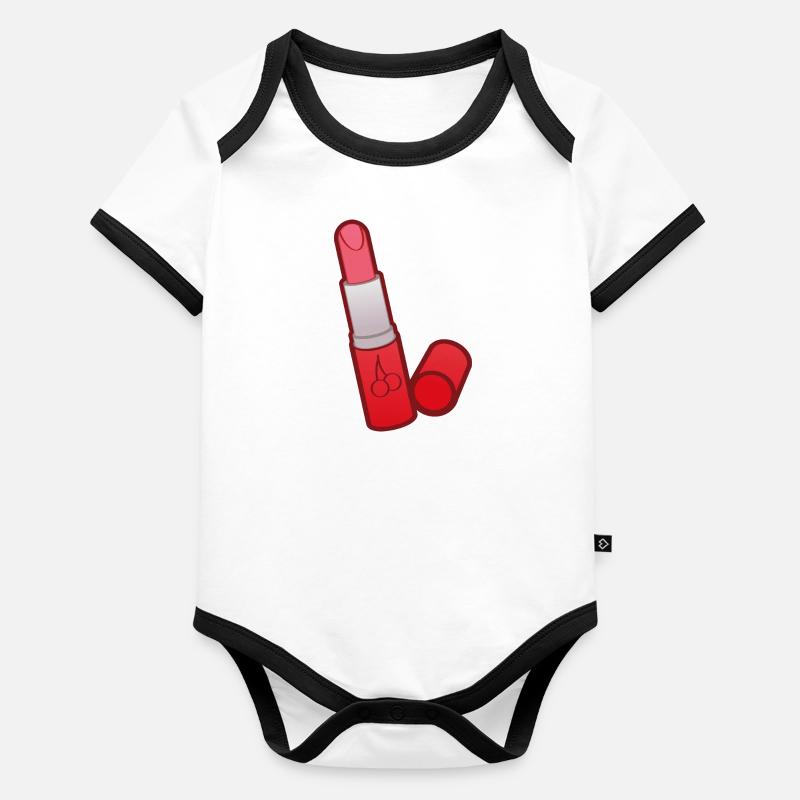 cute vector drawing cherry lipstick Organic Baby Contrasting Bodysuit
