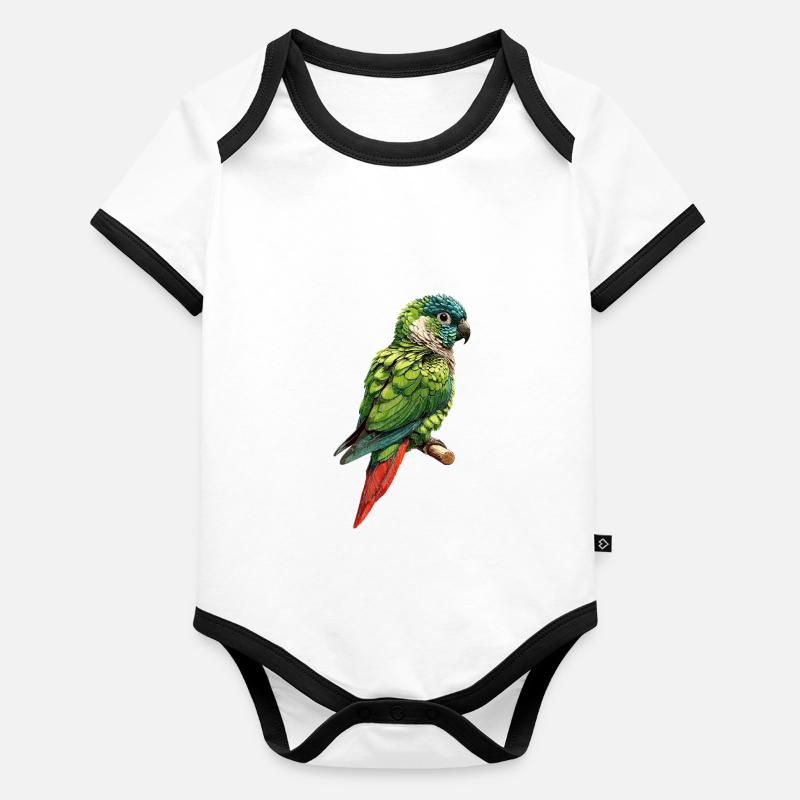 Green Cheek Conure Cute Conure Parrot Organic Baby Contrasting Bodysuit