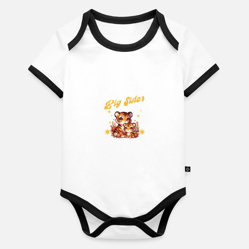Bald werde ich eine Große Schwester süße Tiger Baby Bio-Kurzarm-Kontrastbody