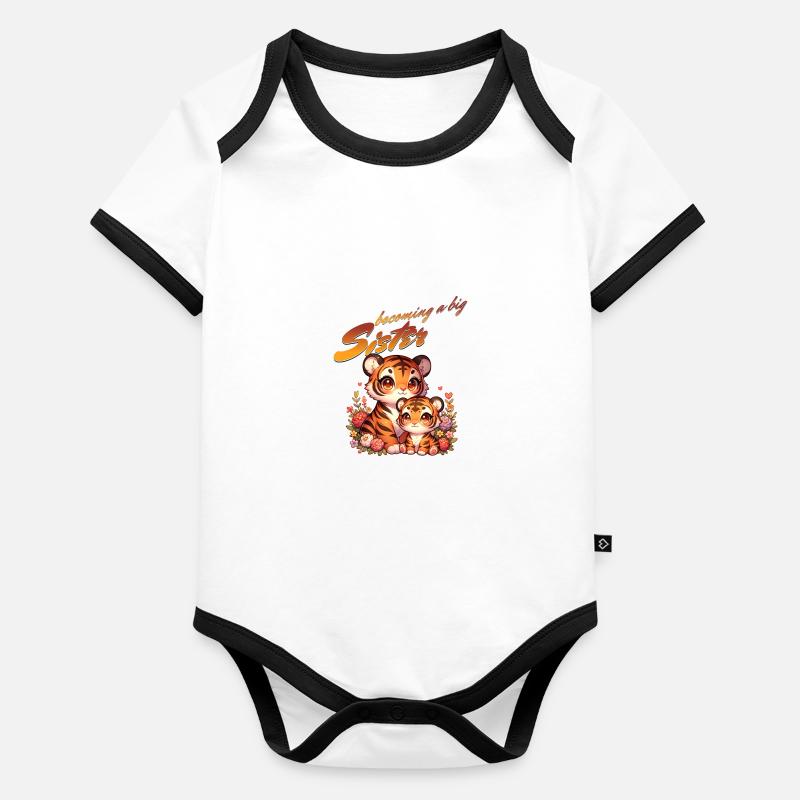 Bald werde ich eine Große Schwester süße Tiger Baby Bio-Kurzarm-Kontrastbody