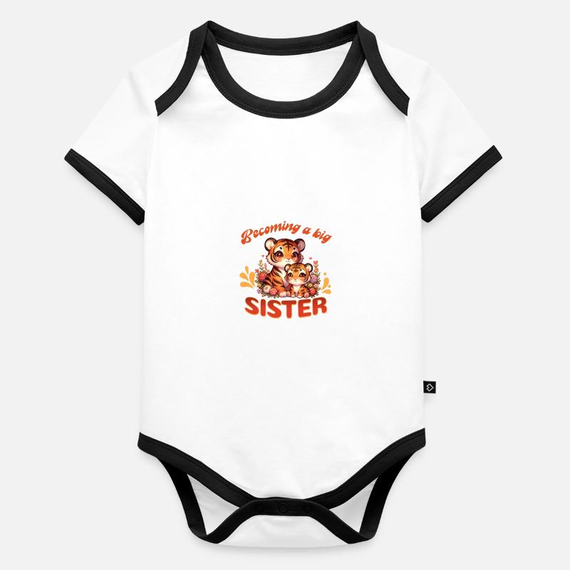 Bald werde ich eine Große Schwester süße Tiger Baby Bio-Kurzarm-Kontrastbody