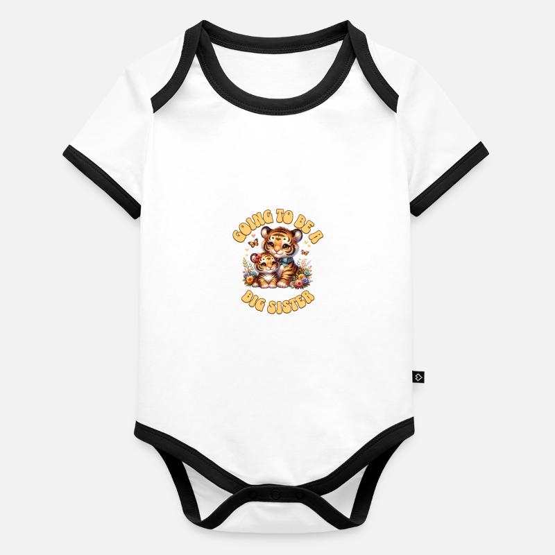 Become a big sister cute tiger Organic Baby Contrasting Bodysuit