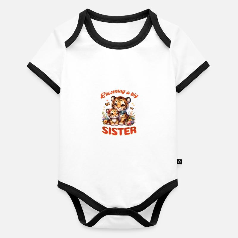 Bald werde ich eine Große Schwester süße Tiger Baby Bio-Kurzarm-Kontrastbody