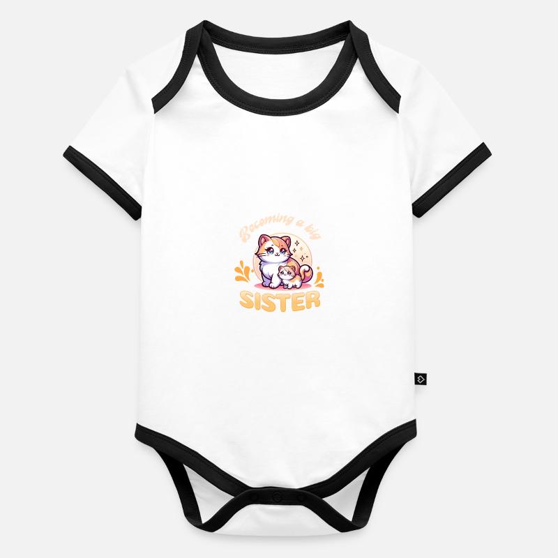 Bald werde ich eine Große Schwester süße Katzen Baby Bio-Kurzarm-Kontrastbody