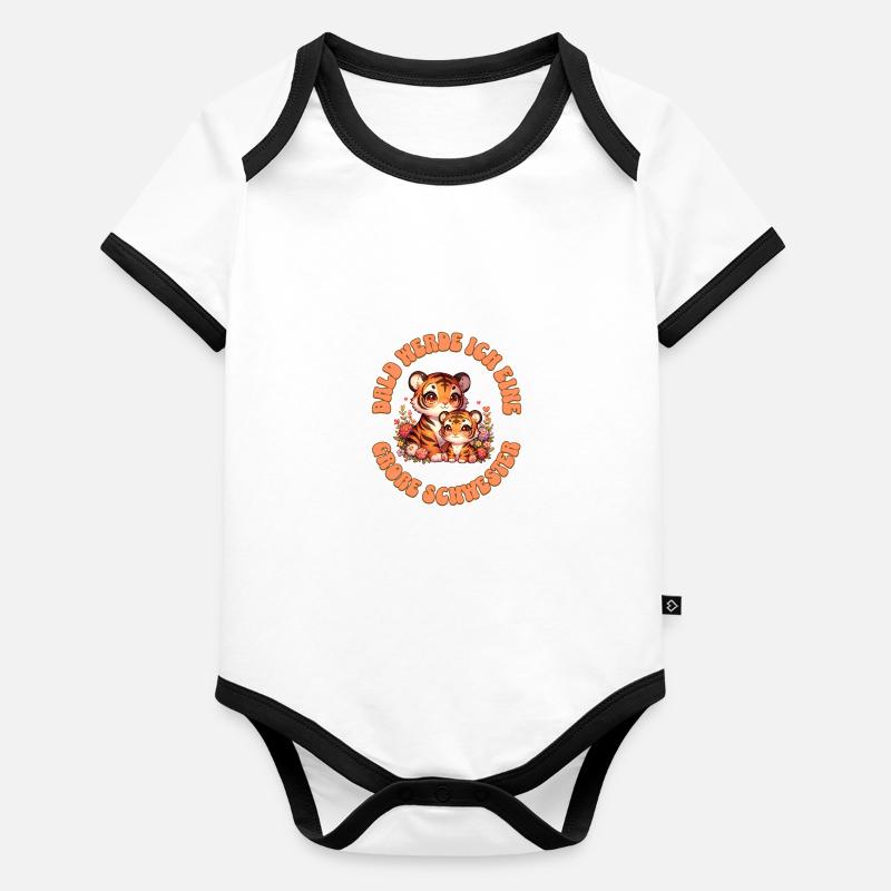 Soon I'll be a big sister Organic Baby Contrasting Bodysuit