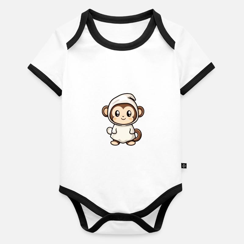 Monkey Halloween Funny Ghost Organic Baby Contrasting Bodysuit