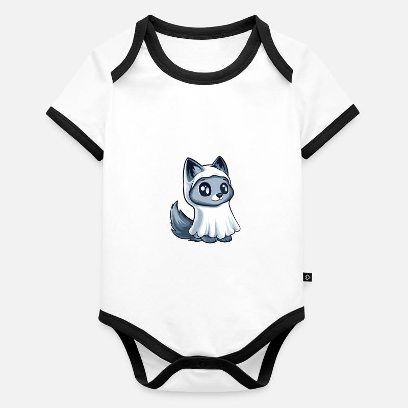 Wolf Halloween Lustig Geist Baby Bio-Kurzarm-Kontrastbody