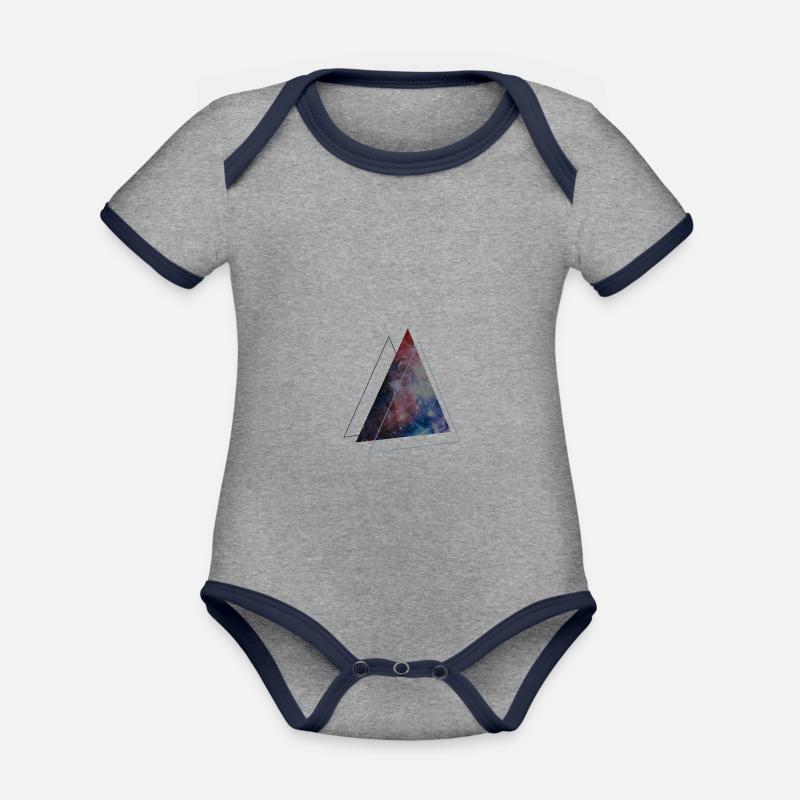 espace triangulaire - Body Bébé bio contrasté manches courtes - gris chiné/bleu marine