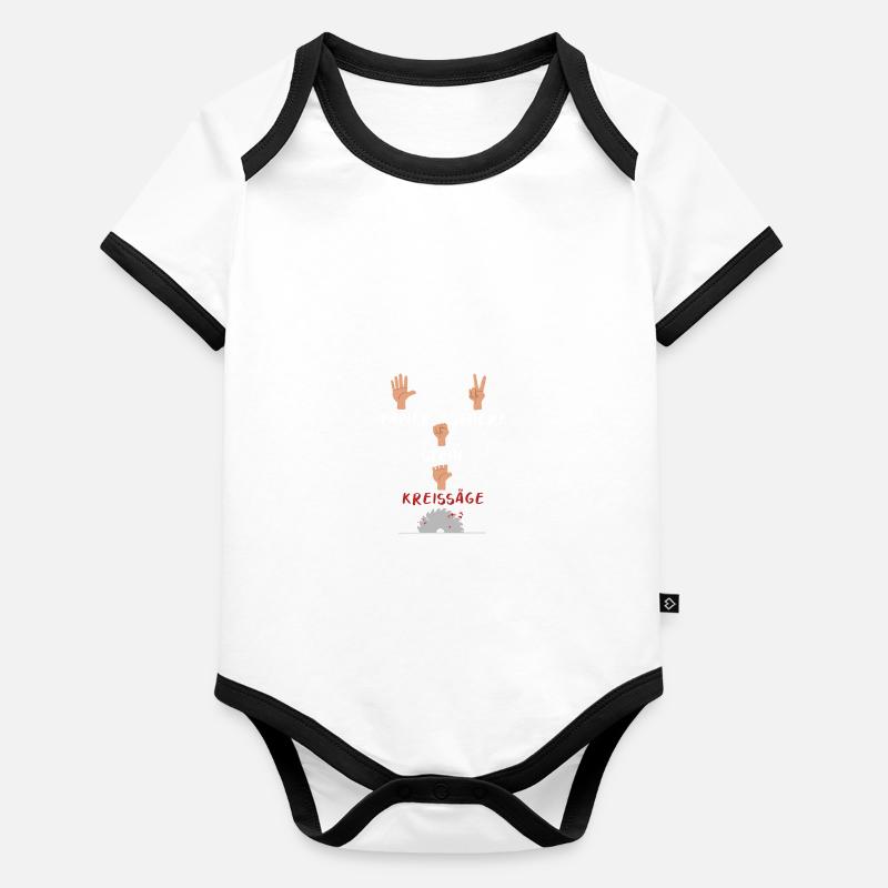 Kreissäge Zimmerer Handwerker Heimwerker Spruch Baby Bio-Kurzarm-Kontrastbody