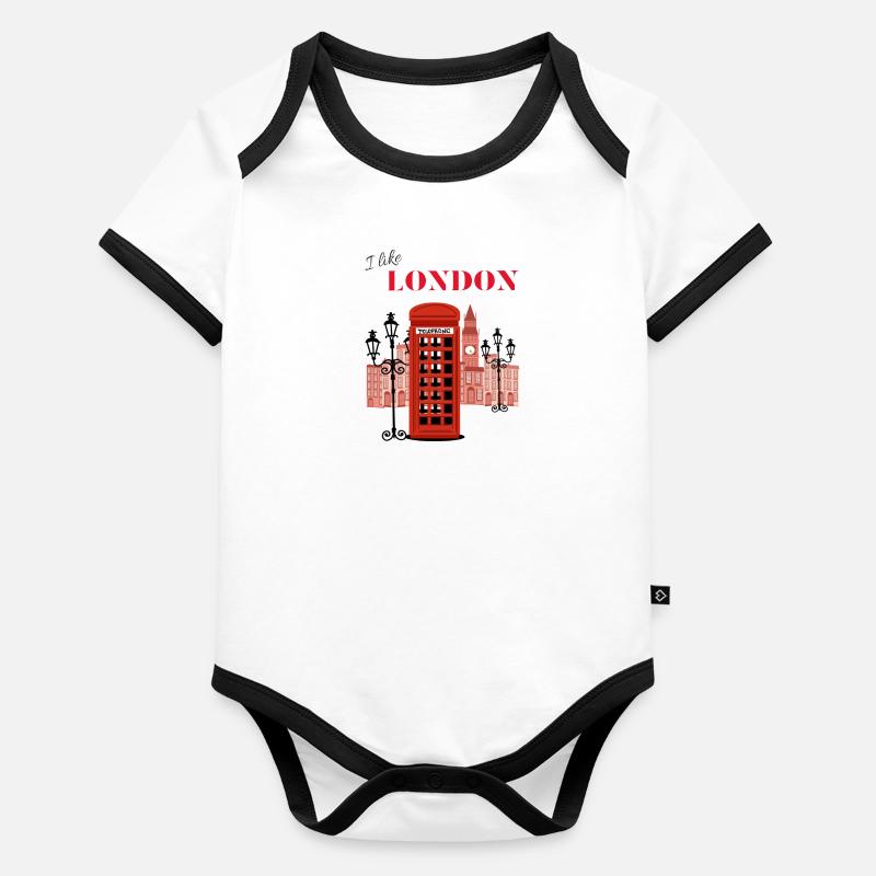 I Like London Baby Bio-Kurzarm-Kontrastbody