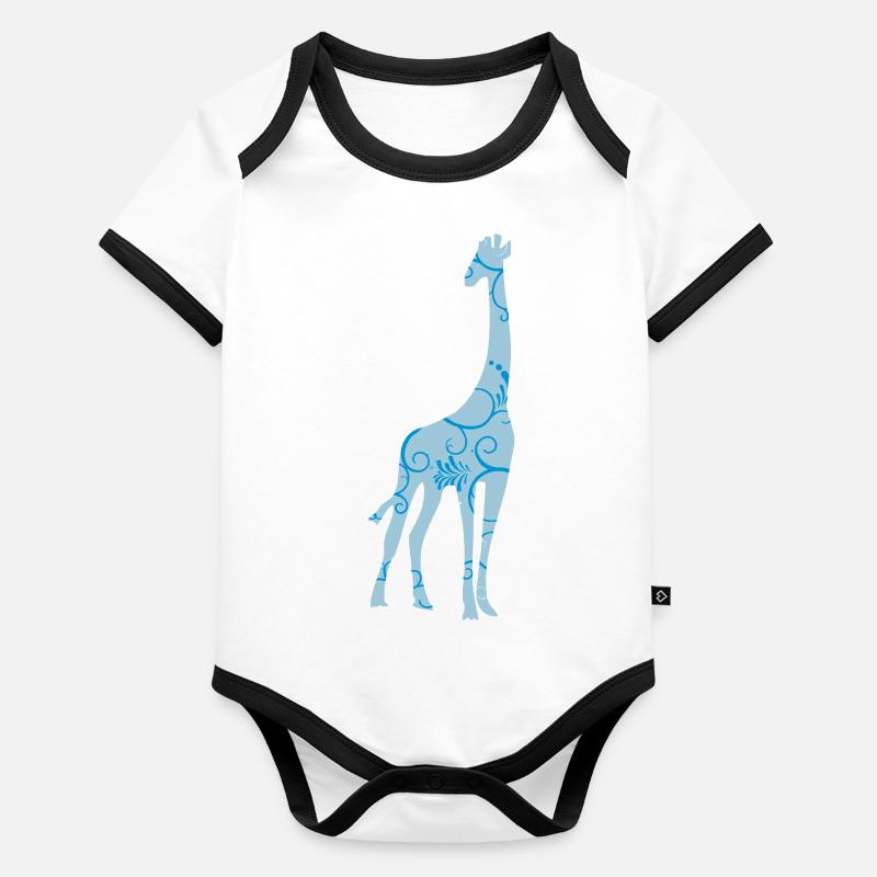 giraffe musterung - Baby Bio-Kurzarm-Kontrastbody - 
