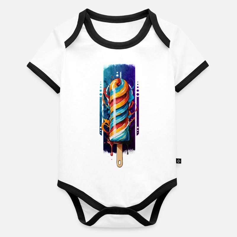 Douceur en spirale : sucette arc-en-ciel Body Bébé bio contrasté manches courtes