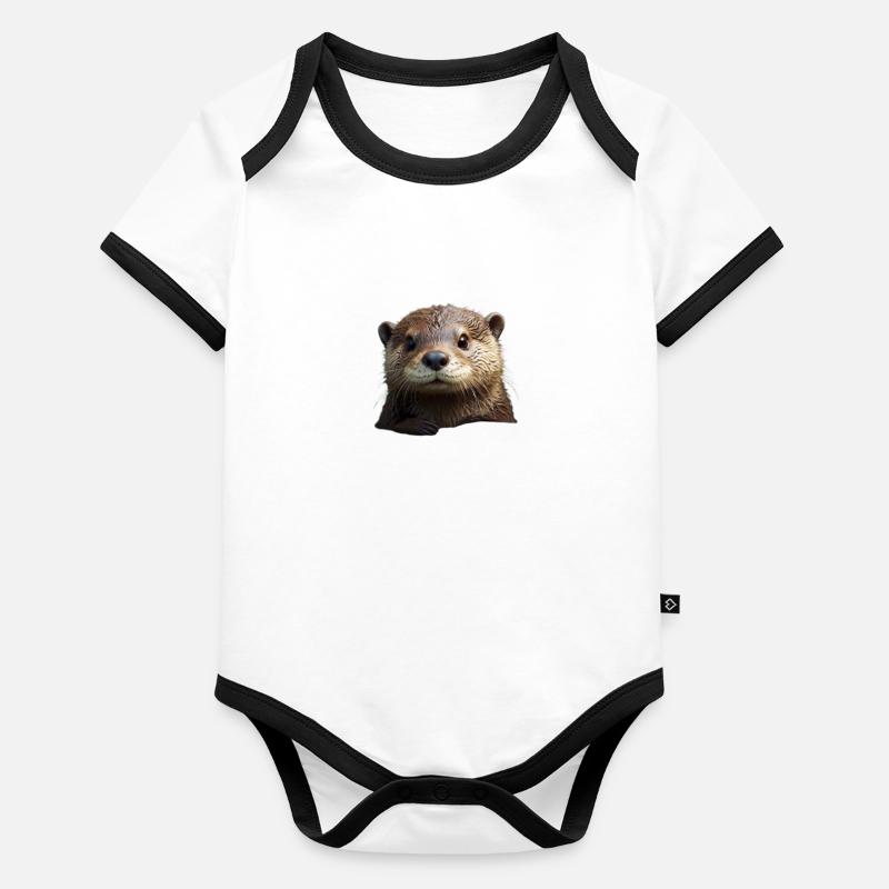 Loutre douce Body Bébé bio contrasté manches courtes