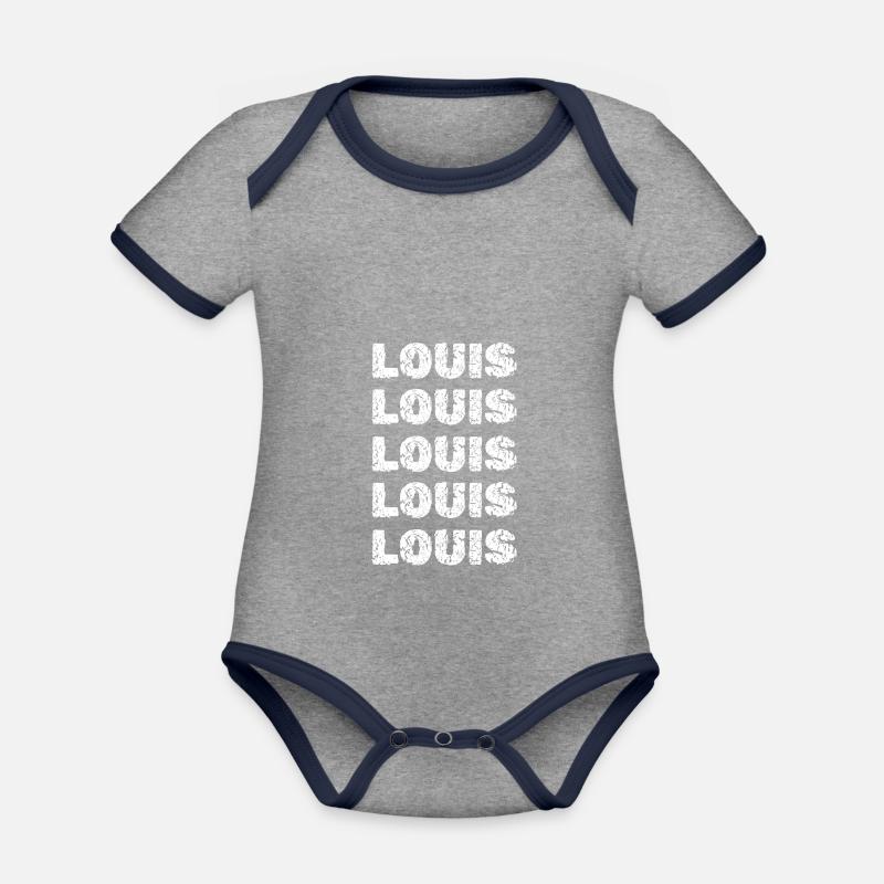 Louis : Louis - Body Bébé bio contrasté manches courtes - gris chiné/bleu marine