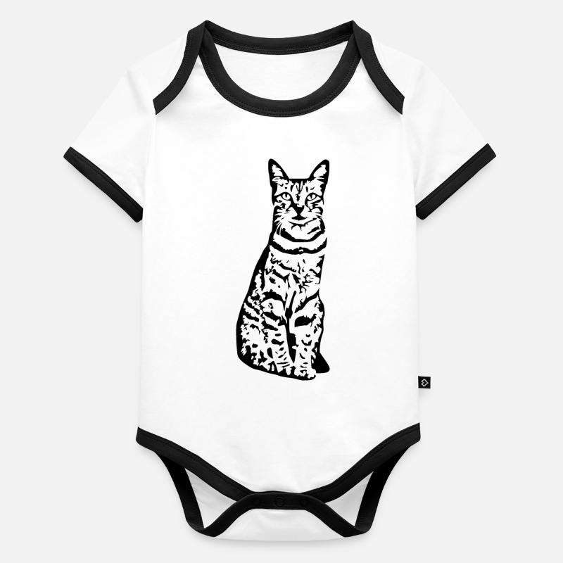 Chat chat noir chaton Body Bébé bio contrasté manches courtes