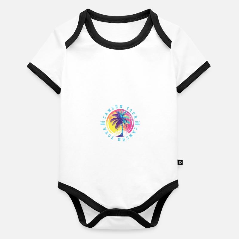 Cancun Tour Palmen Bunt Baby Bio-Kurzarm-Kontrastbody