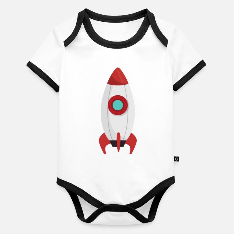 Raumschiff | Illustration | Farbig | Geschenkidee Baby Bio-Kurzarm-Kontrastbody